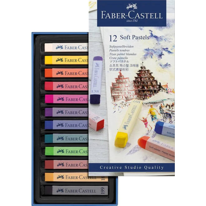 Pastelkrijt Faber Castell assorti 12-delig etui
