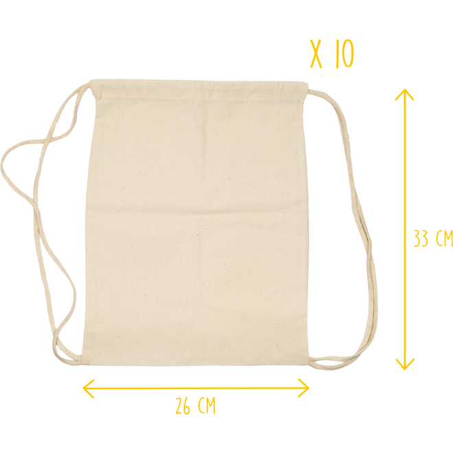 Rugtasjes katoen26 x 33 cm 110 gr, 10 stuks