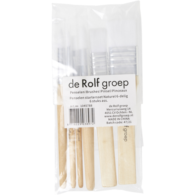 Penseel kort gelakt assorti ,48 stuks