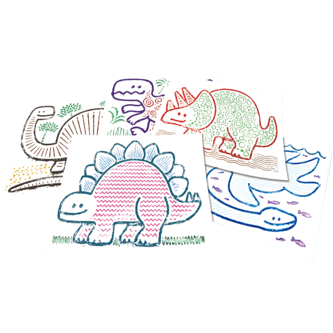 Patroonplaten Junior dinosaurus 21 x 28 cm, 6 stuks