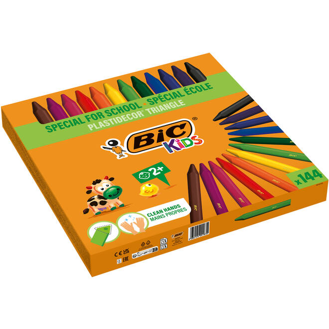 Kleurkrijt BIC Plastidecor triangle class pack, 114 + 30 gratis