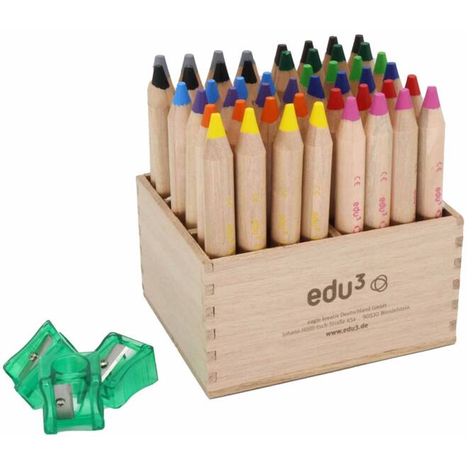 Kleurpotloden edu³ First 12 mm assorti, 48 stuk in houten kist
