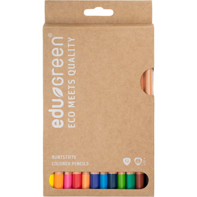 Kleurpotloden Edugreen 10 mm driekantig, 12 stuks