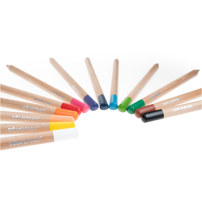 Kleurpotloden Edugreen 10 mm driekantig, 12 stuks