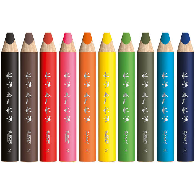 Kleurpotloden BIC Multi surface 3-in-1 assorti, 10 stuks incl. slijper