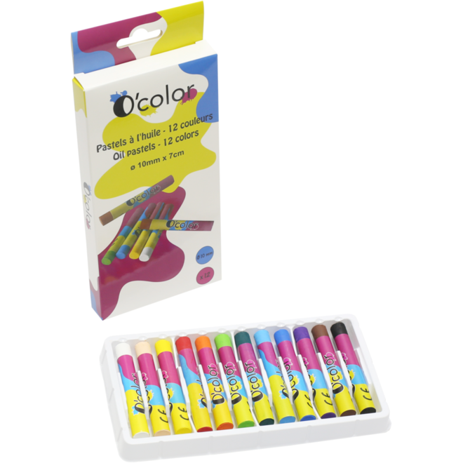 Oliepastels assorti 10 mm x 7 cm, 12 stuks