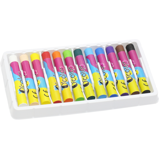 Oliepastels assorti 10 mm x 7 cm, 12 stuks