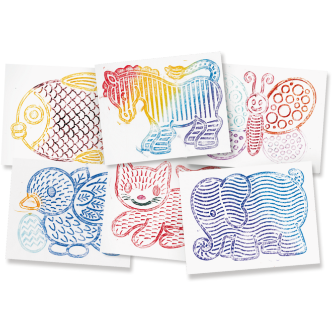 Patroonplaten junior dieren 22 x 28 cm, 6 stuks