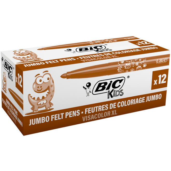Viltstiften BIC kids visacolor XL Ecolutions rood-bruin, 12 stuks