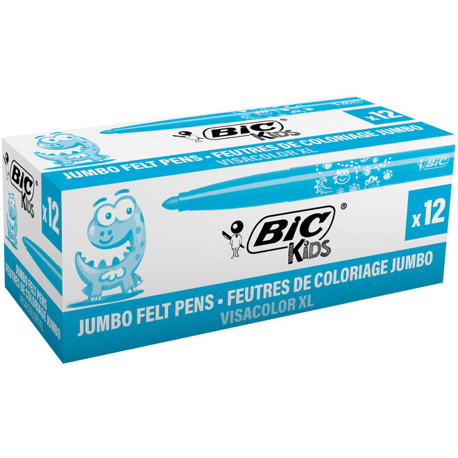 Viltstiften BIC kids visacolor XL Ecolutions hemelsblauw, 12 stuks