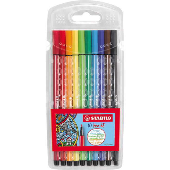 Viltstift STABILO pen 68 etui 10 stuks assorti