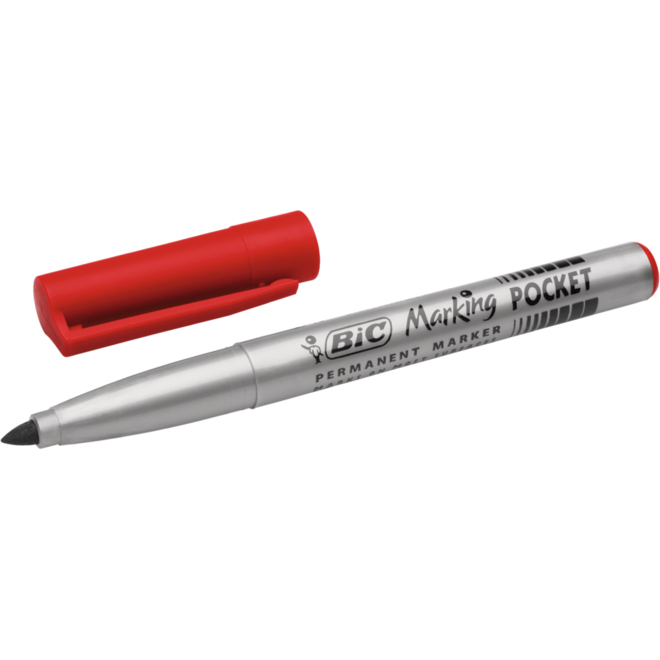Permanent marker BIC rond 1,1 mm rood, per dozijn