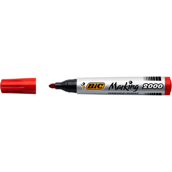 Permanent marker BIC rond 1,7 mm rood, per dozijn