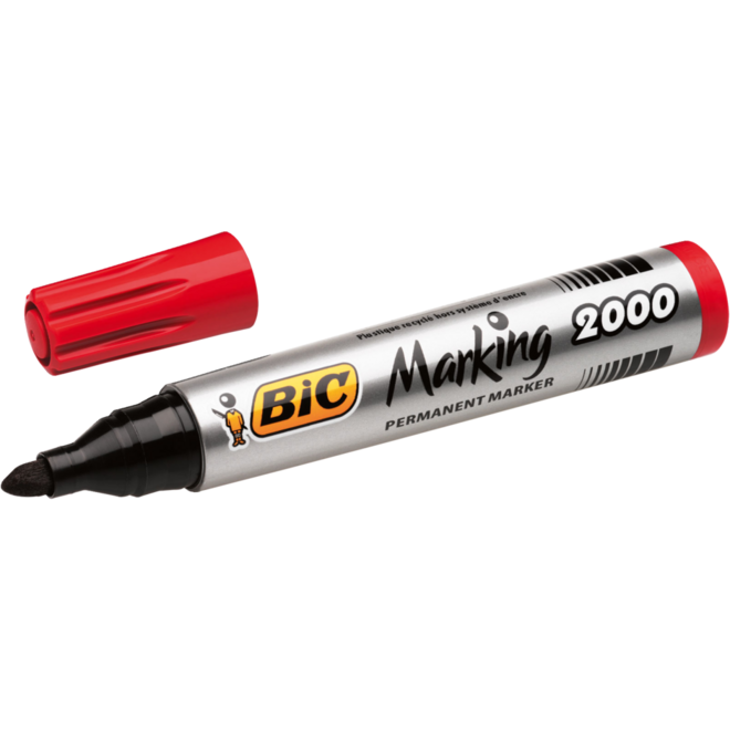 Permanent marker BIC rond 1,7 mm rood, per dozijn
