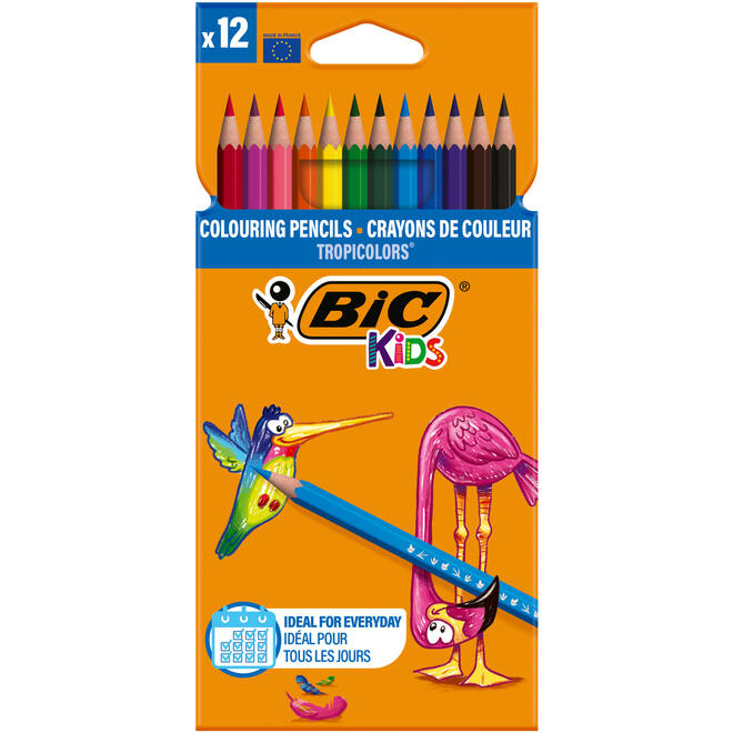 Kleurpotloden BIC Kids TropiColors assorti, 12 stuks