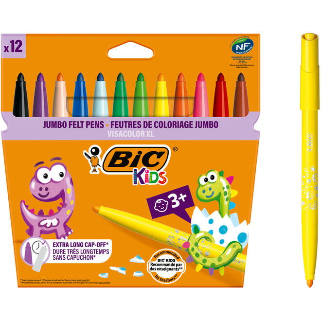 Viltstiften BIC Kids visacolor XL Ecolutions assorti, 12 stuks