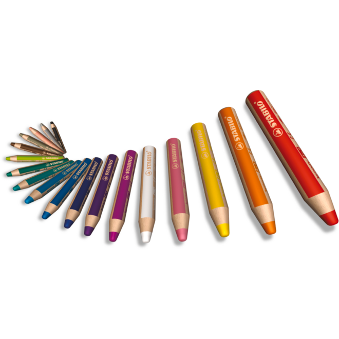Waskrijt aquarel STABILO woody 3-in-1 assorti, 10 stuks