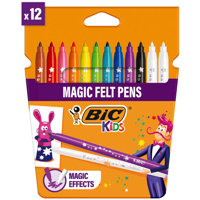 Viltstiften BIC Kids magic assorti, 12 stuks