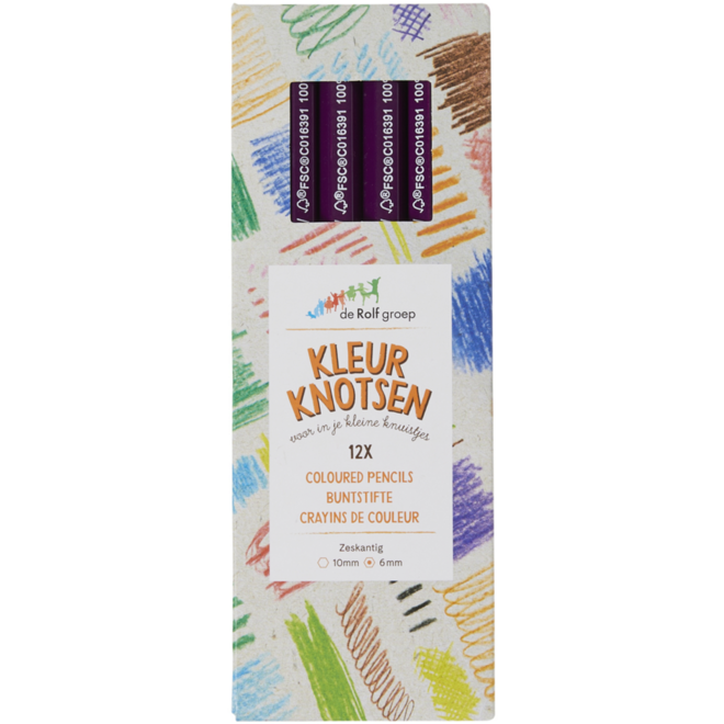 Kleurknotsen | de Rolf groep | 10 mm violet, 12 stuks