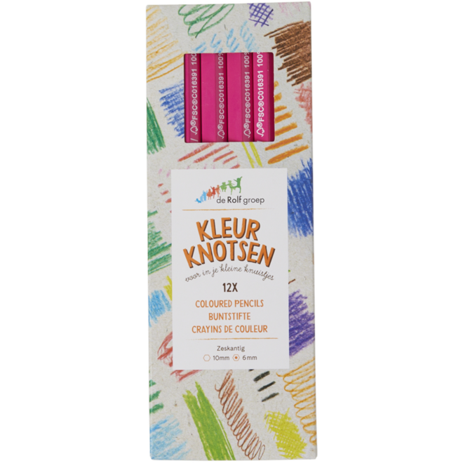 Kleurknotsen | de Rolf groep | 10 mm roze, 12 stuks