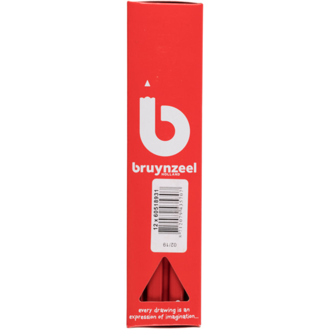 Kleurpotloden Bruynzeel driekantig rood, 12 stuks