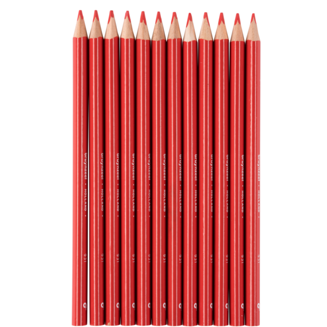 Kleurpotloden Bruynzeel driekantig rood, 12 stuks