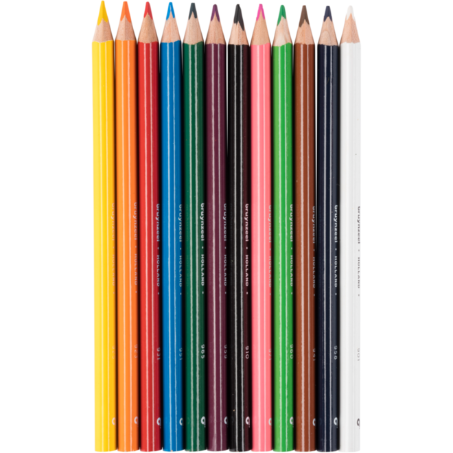Kleurpotloden Bruynzeel driekantig assorti, 12 stuks