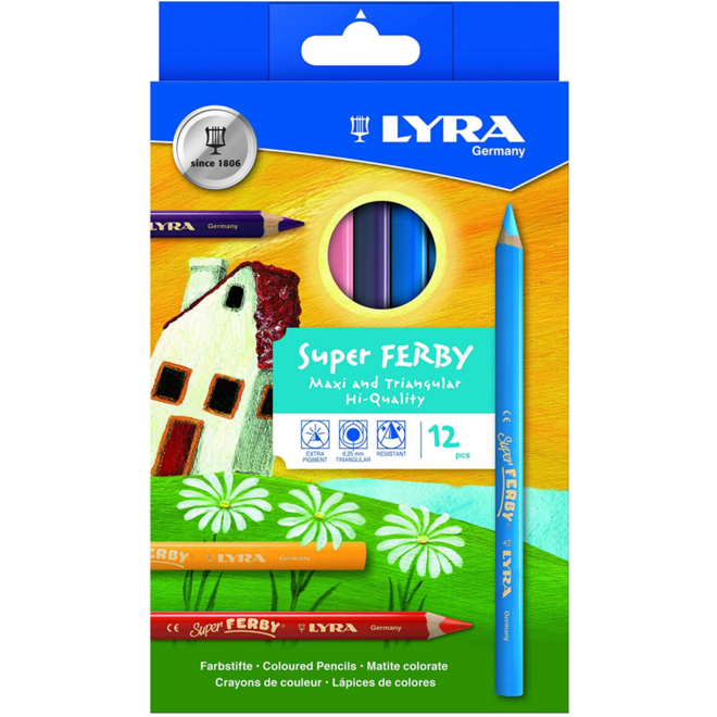 Kleurknotsen driekantig stuks 12 ass. Lyra Super Ferby