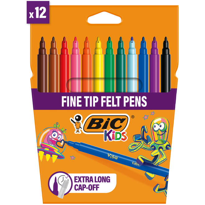 Viltstiften BIC Kids Visa assorti, 12 stuks
