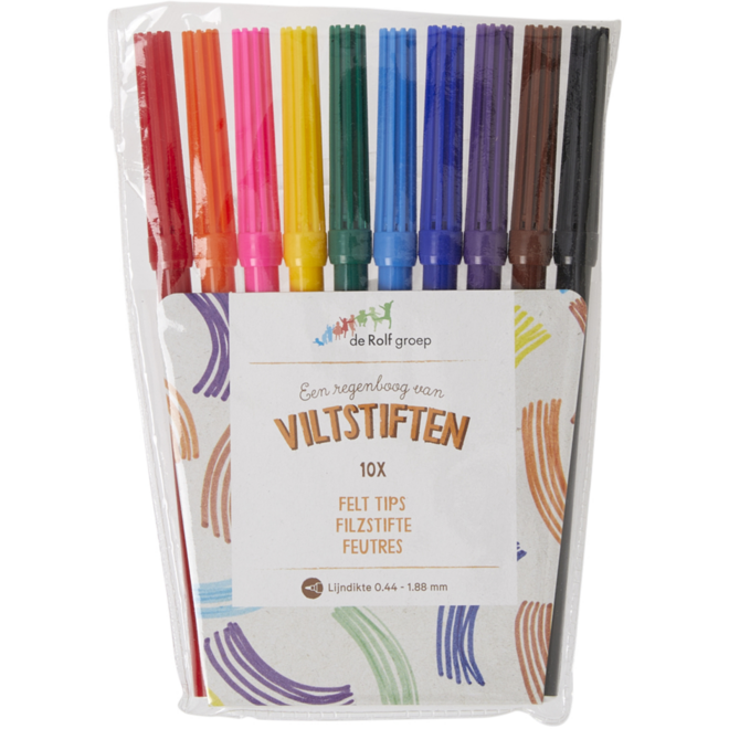 Viltstiften | de Rolf groep | basic 2 mm assorti, 10 stuks