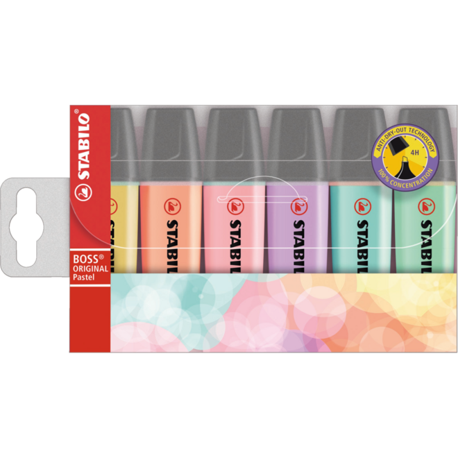 Markeerstift STABILO BOSS Original Pastel etui 6 stuks
