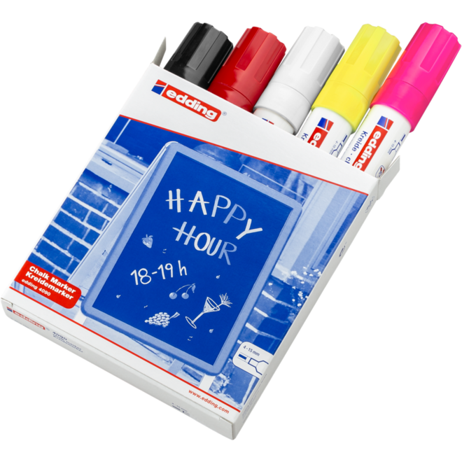 Krijtstift edding dik assorti set 1, 5 stuks