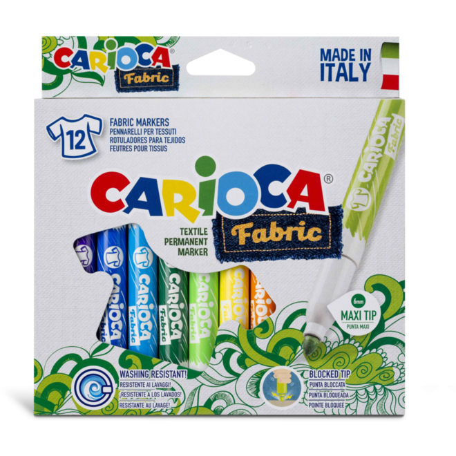 Textielstiften Carioca assorti, 12 stuks