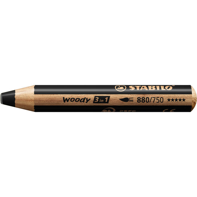 Waskrijt aquarel STABILO Woody 3-in-1 assorti classpack, 76 stuks incl. slijpers