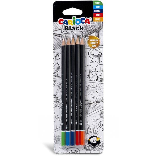 Tekenpotloden Carioca black, 5 stuks