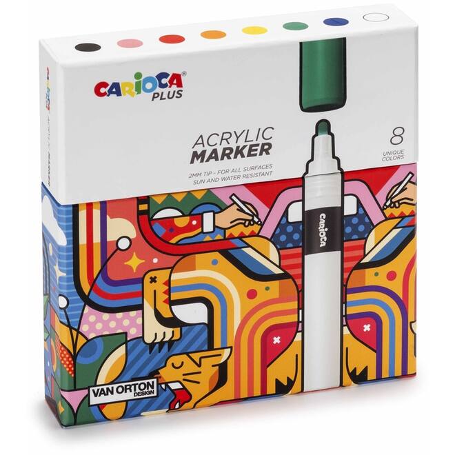 Acrylstiften Carioca assorti, 8 stuks