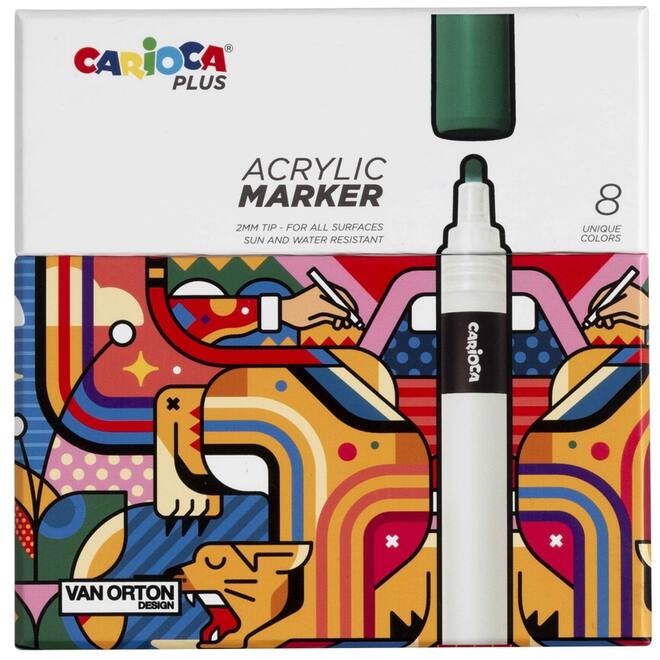 Acrylstiften Carioca assorti, 8 stuks