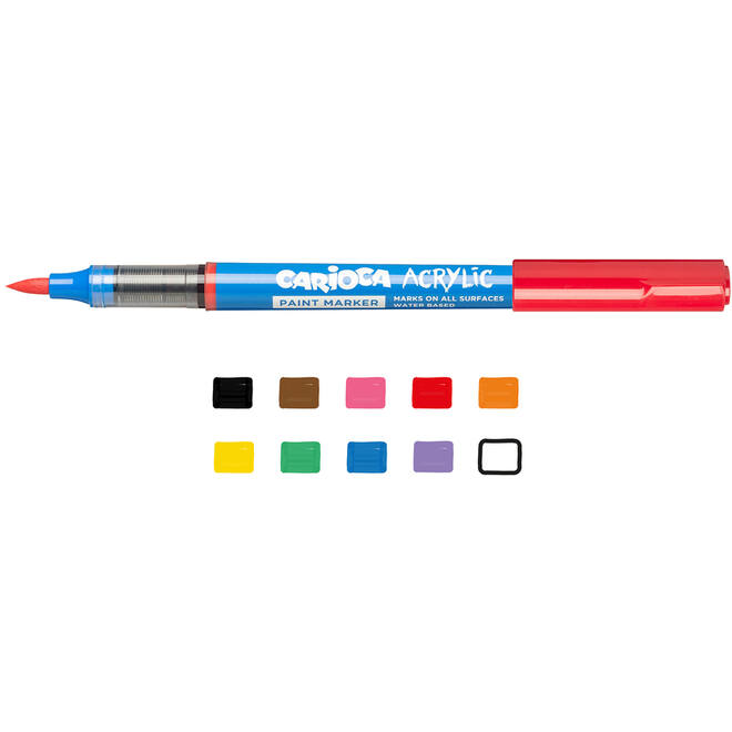 Acrylstiften Carioca assorti brush punt, 10 stuks