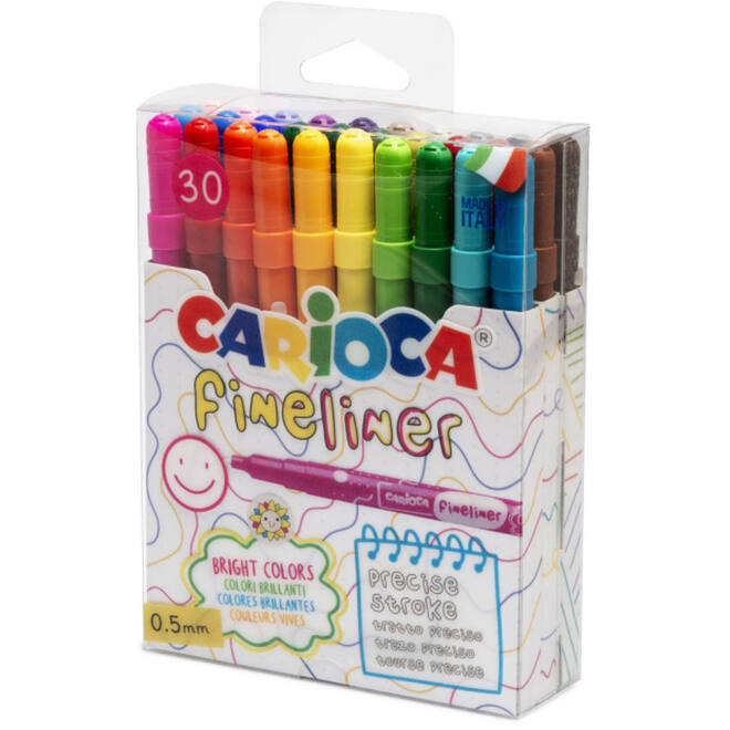 Fineliners Carioca assorti 0,5 punt, 30 stuks