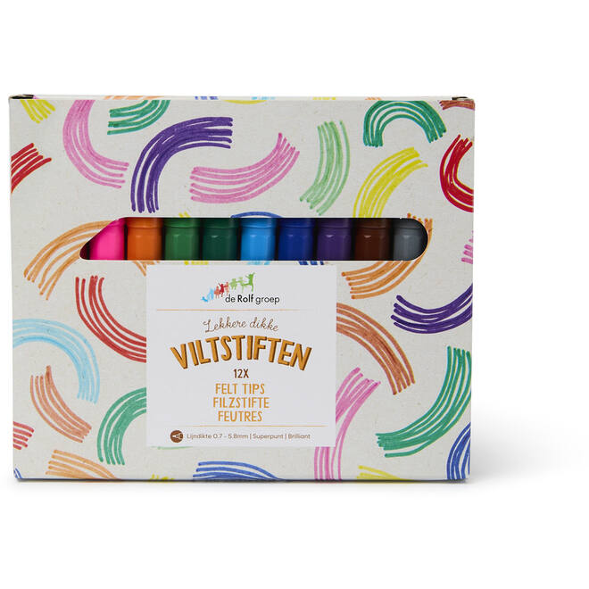 Viltstiften Jumbo | de Rolf groep | dik 4 mm assorti, 12 stuks