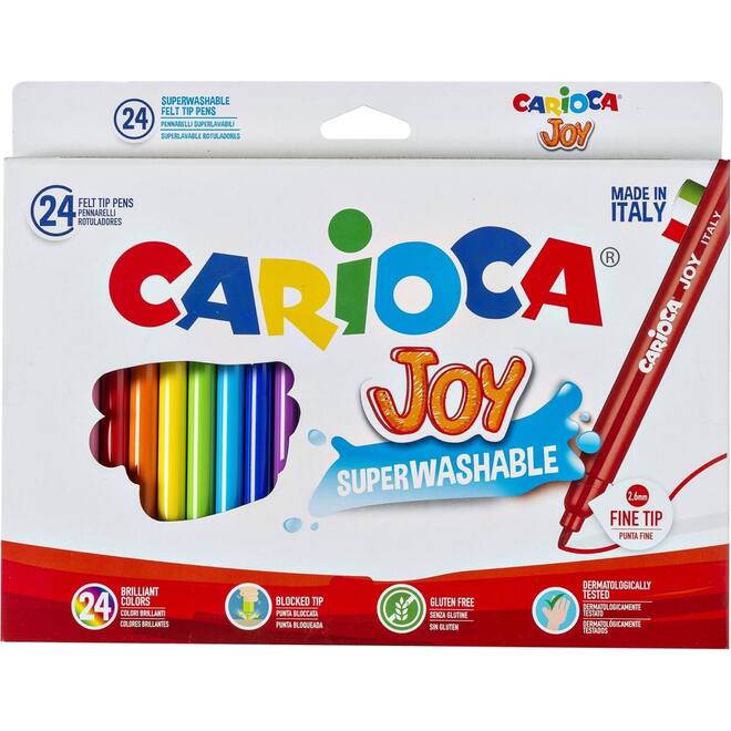 Viltstiften Carioca joy fine tip assorti, 24 stuks