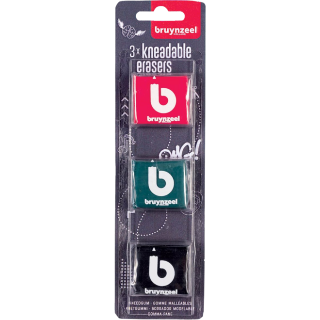 Kneedgum Bruynzeel assorti, 3 stuks