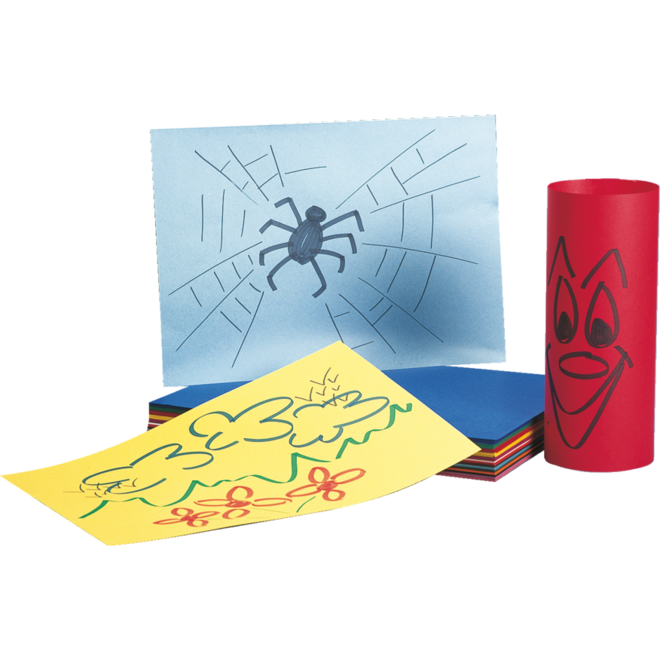 Tekenpapier A4, assorti in 12 kleuren 240 vel, 120 grs.