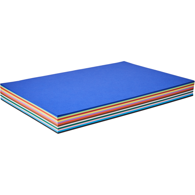 Tekenpapier A3, assorti in 12 kleuren 240 vel, 120 grs.