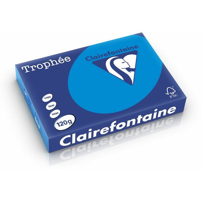 Omslagkarton diepblauw/cariben A4 FSC houtvrij 250 vel, 120 grs.