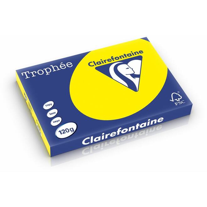 Omslagkarton kanarie-/zonnegeel A3 FSC houtvrij 250 vel, 120 grs.