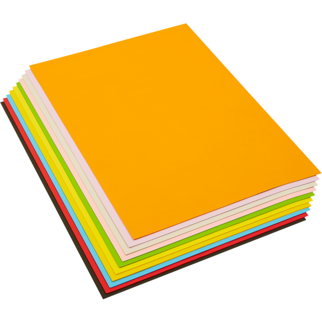 Tekenpapier 45 x 64 cm 10 kleuren 100 vel, 80 grs.