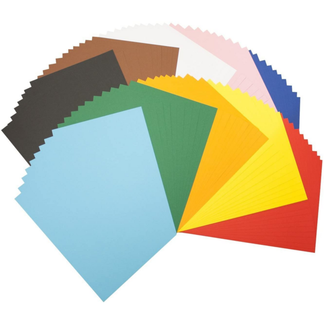 Tekenpapier A4, assorti in 10 kleuren, 100 vel, 130 grs.
