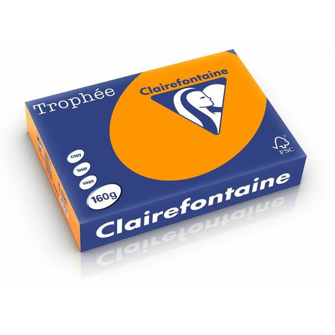 Omslagkarton feloranje A4, FSC houtvrij 250 vel, 160grs.