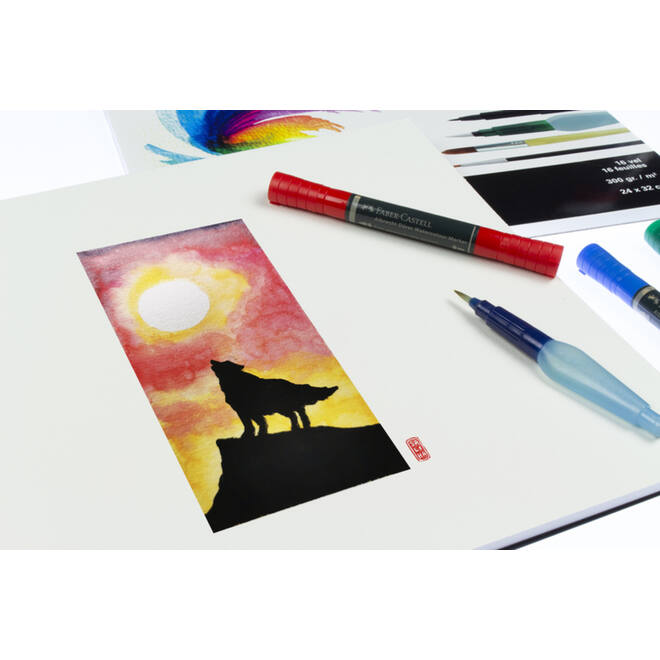 Aquarelpapier 24 x 32 cm roomwit 300 gram, 16 vel